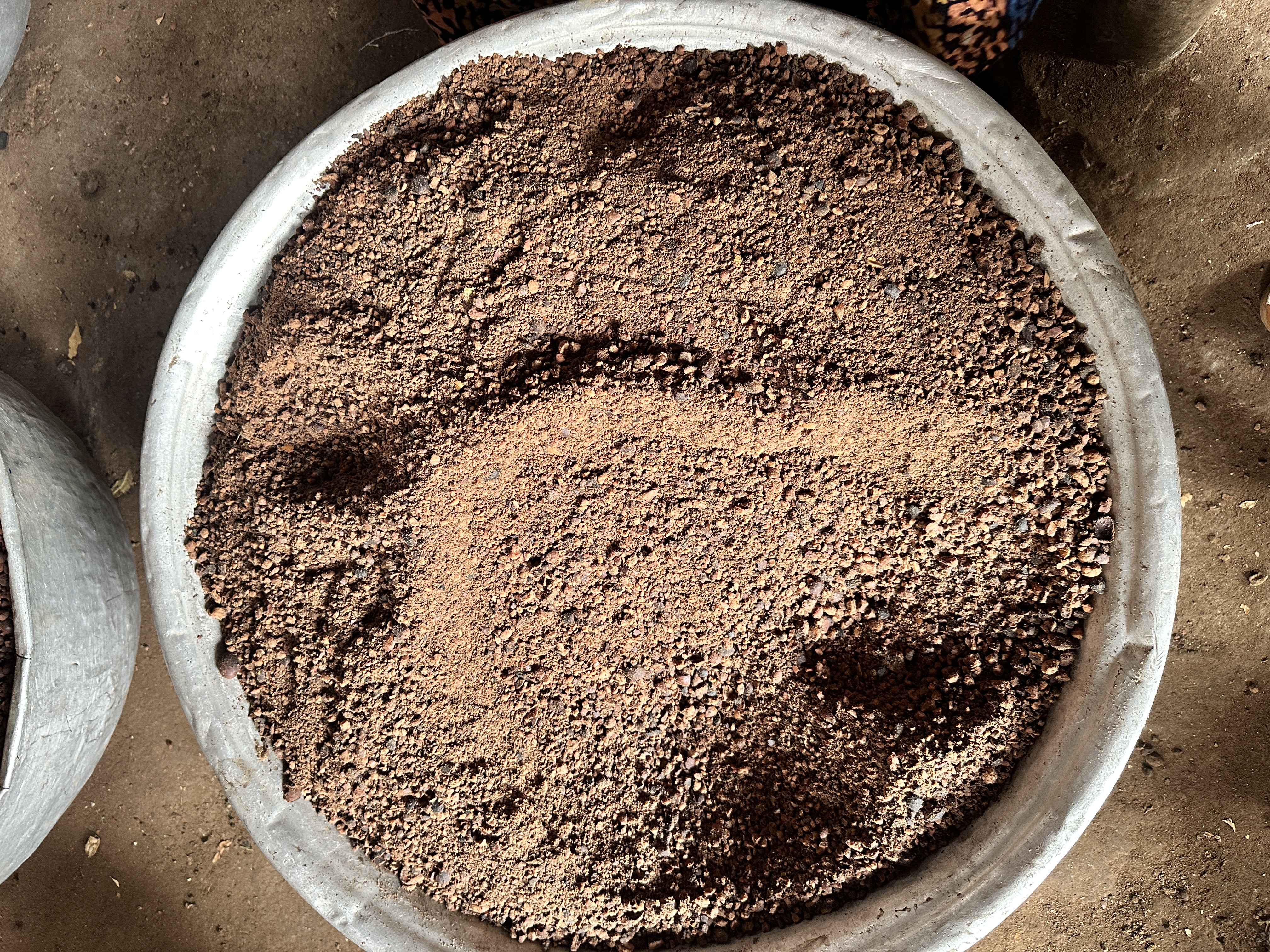 Close-up of milled shea kernel meal, Northern Ghana