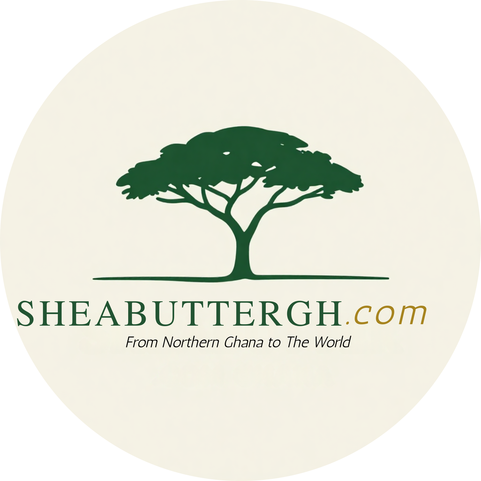 SheaButterGH round logo with wordmark and tagline