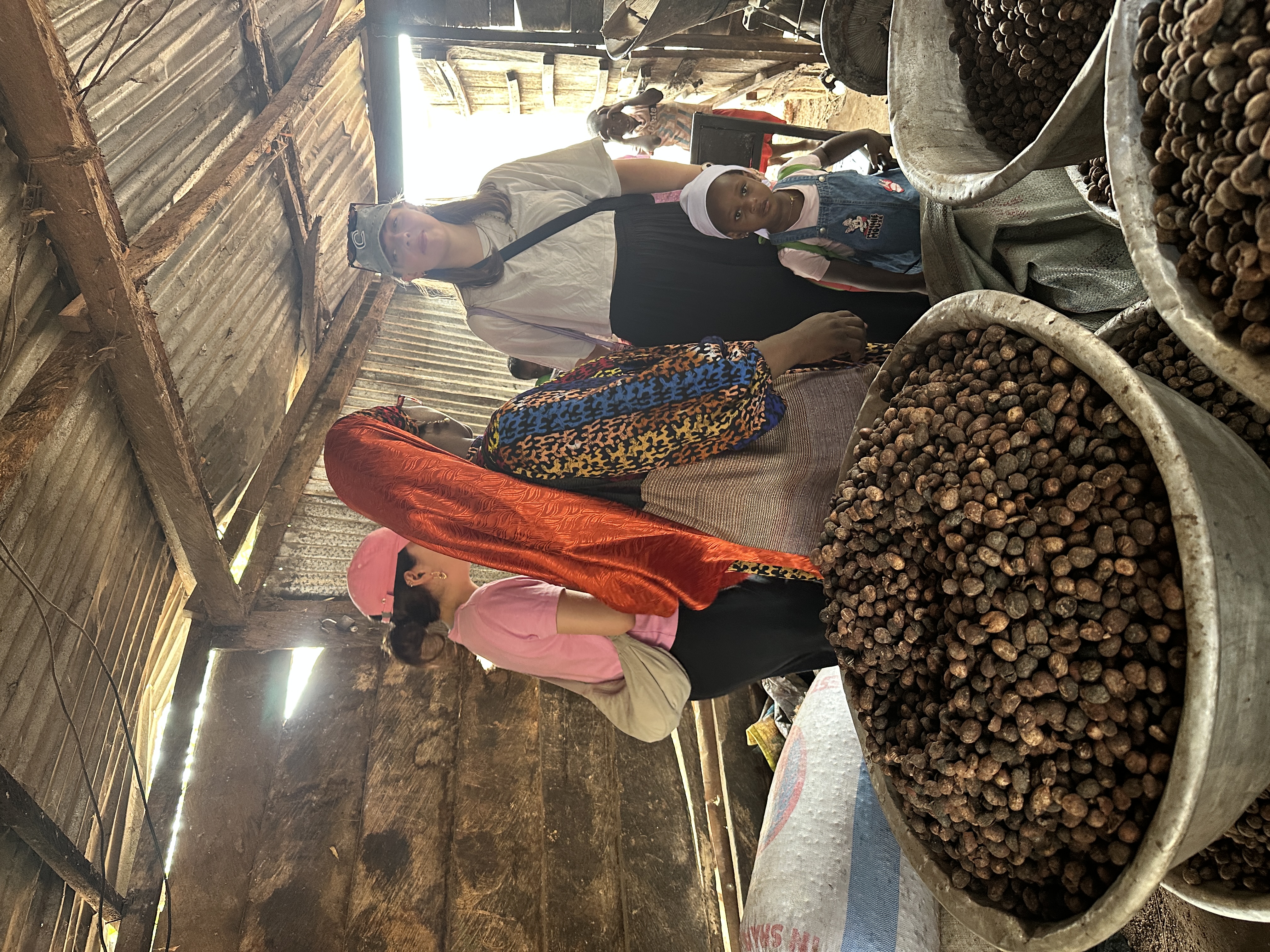 Visitors touring a shea nut processing workshop, Northern Ghana